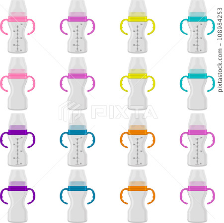 big kit baby milk in bottle with rubber pacifier 108984253
