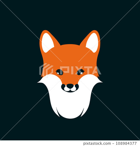 Portrait of a red fox on a black background. Little fox vector icon. 108984377