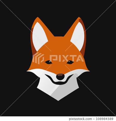 Portrait of a red dog on a black background. Red fox on a black. Vector illustration of an animal. 108984389