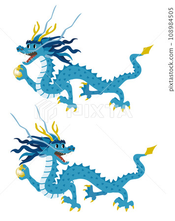 Illustration of a blue dragon in the year of the dragon 108984505
