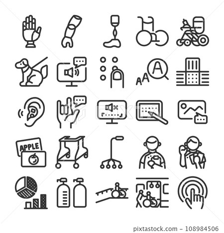 Accessibility universal design barrier free icon set 108984506