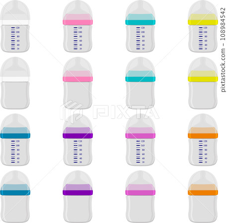 big kit baby milk in bottle with rubber pacifier big kit baby milk in bottle with rubber pacifier 108984542