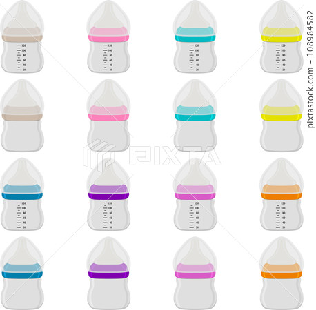 big kit baby milk in bottle with rubber pacifier big kit baby milk in bottle with rubber pacifier 108984582