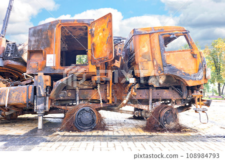 An exhibition of Russian military equipment destroyed during the fighting during Russias invasion of Ukraine 108984793