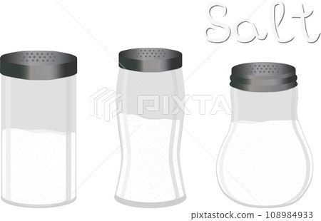 big set different types glassware filled salt 108984933