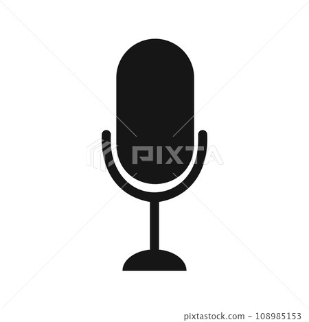 Microphone icon. Podcast, broadcast, radio, voice or song recording, audio streaming, online concert symbol isolated on white background 108985153