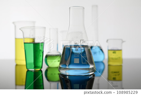 Chemical industry bulb with blue magenta 108985229