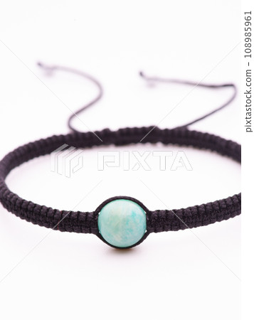 Beads made of lapis lazuli, apatite, larimar and amazonite. Beads made of lapis lazuli, apatite, larimar and amazonite. 108985961