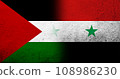 Flag of Palestine and The Syrian Arab Republic National flag. Grunge background 108986230
