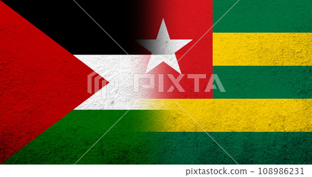 Flag of Palestine and The Togolese Republic (Togo) National flag. Grunge background 108986231