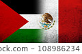 Flag of Palestine and The United Mexican States (Mexico) National flag. Grunge background 108986234