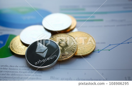 Silver ethereum jn chart paper closeup 108986295