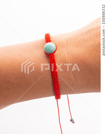 Beads made of lapis lazuli, apatite, larimar and amazonite. Beads made of lapis lazuli, apatite, larimar and amazonite. 108986332