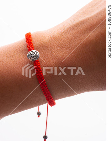 Collection of crystal gemstones bracelets on the table. Collection of crystal gemstones bracelets on the table. 108986479