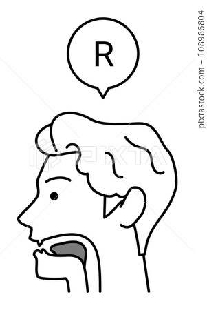 English conversation, illustration of tongue movement for pronunciation of r 108986804