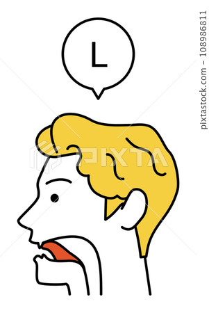 English conversation, illustration of tongue movement for pronunciation of l English conversation, illustration of tongue movement for pronunciation of l 108986811