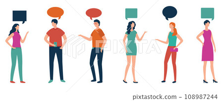 People talking. Vector illustration. Speech is powerful tool allows people to communicate their thoughts and emotions Human beings are social creatures who seek connections through conversations People talking. Vector illustration. Speech is powerful tool allows people to communicate their thoughts and emotions Human beings are social creatures who seek connections through conversations 108987244