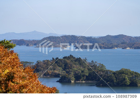 Matsushima, one of Japan's three most scenic views in autumn, a bird's-eye view from Saigyo Moshidoshi no Matsu Park, Matsushima Town, Miyagi Prefecture 108987309