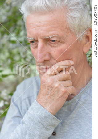 Close up portrait of unhappy senior woman 108987705