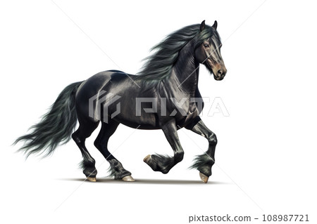Image of black horse running on white background. Wildlife Animals. Mammals. Image of black horse running on white background. Wildlife Animals. Mammals. 108987721