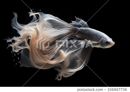 Image of of betta fish with colorful on black background. Fishs., Pet., Animals. Image of of betta fish with colorful on black background. Fishs., Pet., Animals. 108987736