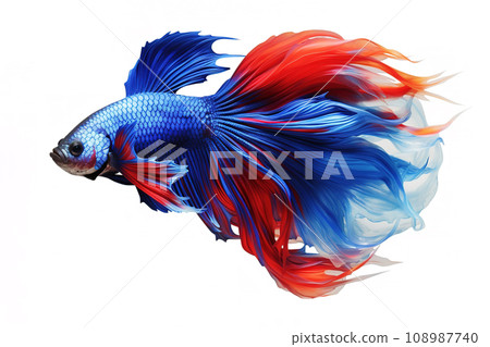 Image of of betta fish with colorful on white background. Fishs., Pet., Animals. 108987740