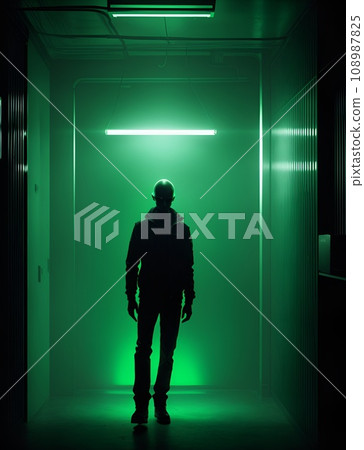 黑暗中出現的外星人剪影 黑暗中出現的外星人剪影 108987825