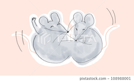Illustration of a laughing mouse (baby pink) Illustration of a laughing mouse (baby pink) 108988001