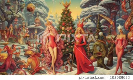 psychedelic santa claus for christmas 108989653