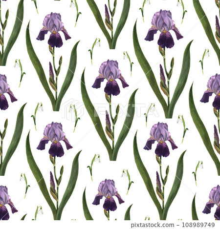 Pattern of spring flowers on a white background Pattern of spring flowers on a white background 108989749