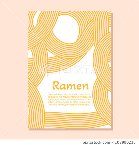 Noodle ramen orange texture poster template. Pasta wavy background. Italian spaghetti, macaroni illustration Noodle ramen orange texture poster template. Pasta wavy background. Italian spaghetti, macaroni illustration 108990233