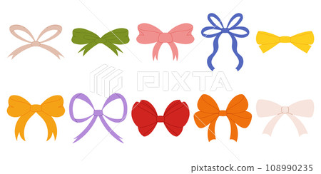 Charming Hand Drawn Ribbon Bow Collection in a Flat Organic Modern Style. Versatile Bowknots for Stylish Decorations. Big Set of Modern Bowties. Charming Hand Drawn Ribbon Bow Collection in a Flat Organic Modern Style. Versatile Bowknots for Stylish Decorations. Big Set of Modern Bowties. 108990235