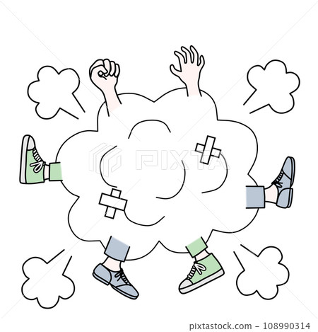 類似漫畫的淺色男人之間的戰鬥插圖。 108990314