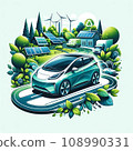 標誌風格電動車 108990331