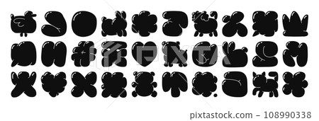 Bubble abstract shapes sticker pack. Funky balloon organic elements icon sign character in trendy retro y2k style. Cartoon graffiti vector illustration isolated on white background. Bubble abstract shapes sticker pack. Funky balloon organic elements icon sign character in trendy retro y2k style. Cartoon graffiti vector illustration isolated on white background. 108990338