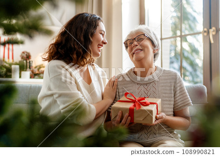 family celebrating Christmas 108990821