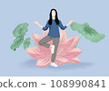 Woman in calm posture doing yoga 108990841
