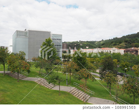 Modern building in European Bilbao city in Spain Modern building in European Bilbao city in Spain 108991503