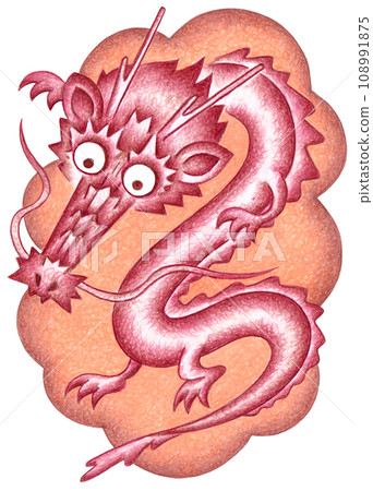 龍年賀年卡插畫-龍神 龍年賀年卡插畫-龍神 108991875