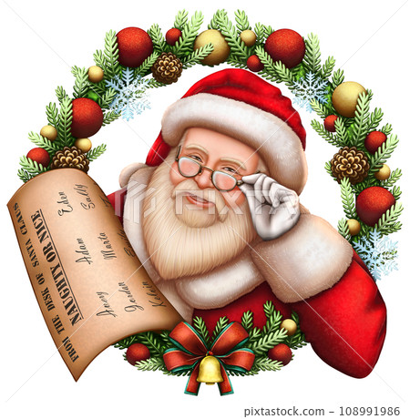 Santa Claus Reading The Naughty or Nice List on Transparent Background Santa Claus Reading The Naughty or Nice List on Transparent Background 108991986