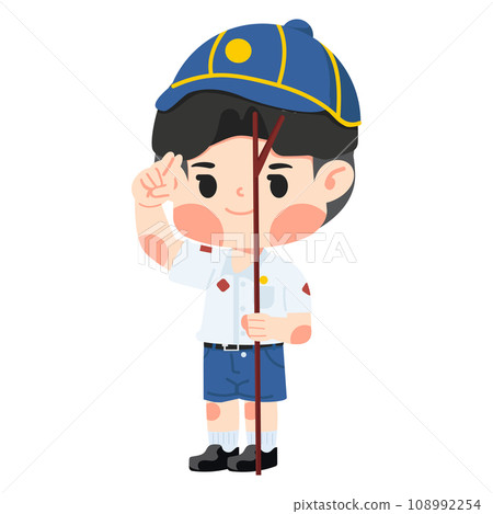 Kid boy scout thai uniform cartoon 108992254