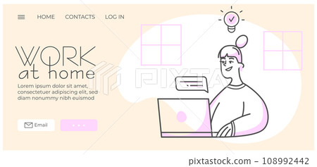 Work at home,training, education landing page Work at home,training, education landing page 108992442