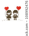 Illustration of a child holding a heart balloon 108992476