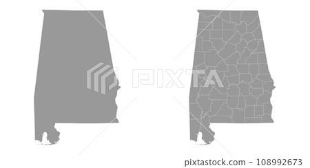 Alabama state gray maps. Vector illustration. Alabama state gray maps. Vector illustration. 108992673