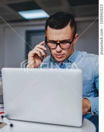 Male and female designers cooperating on development of project 108992823