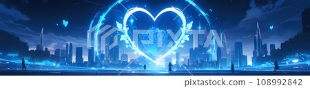 Multicolored Abstract Heart Futuristic Cyberpunk Style 108992842