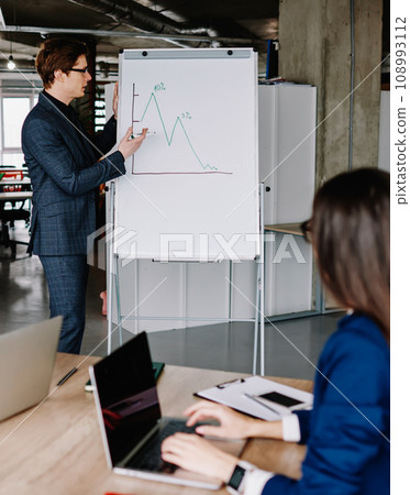 businessman making presentation of his ideas for strategy and startup on meeting 108993112