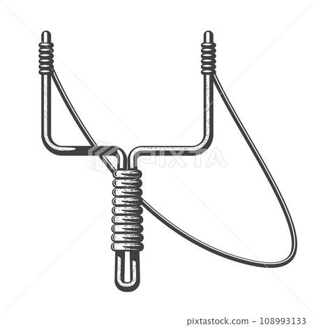 Wire slingshot, tweaker with rubber sling, catapult toy, vector Wire slingshot, tweaker with rubber sling, catapult toy, vector 108993133