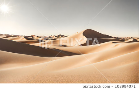 Sunny desert landscape, tranquil beauty 108994071