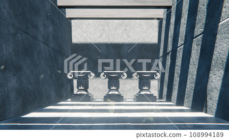 Futuristic concrete hallway, brutal architecture background 108994189